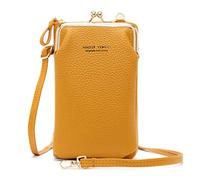 FANDARE Petits Sacs pour Téléphone Sac Bandoulière Sac à Main Femme Portefeuille avec des Fentes Pochette pour Carte de crédit Crossbody Bag Jaune