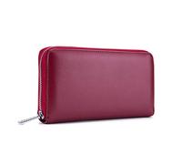 FANDARE Portefeuille avec RFID Cuir Longue Porte à Monnaie Carte de Crédit Femme Monnaie Portefeuille avec Poche à Monnaie Etui à Carte Porte-Carte de Crédit Bourse Grande Capacité Wallet Rouge