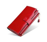 FANDARE Portefeuille Femme Porte-Cartes de crédit RFID Porte-chéquiers Cuir Pochettes Portemonnaie Homme Portefeuille à Billets Wallet pour Cartes pour la fête,Voyages, Fête, Achats Vin Rouge