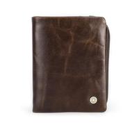 FANDARE Portefeuille Homme à 8 Fentes Cartes, Portefeuille biface en Cuir huilé Anti-RFID, Style rétro avec Poche à pièces zippée - Portefeuille Masculin Plat Marron