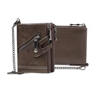 FANDARE Portefeuille Homme Classique Bifold avec Protection RFID et Chaîne Porte-Cartes Cuir PU avec 14 Emplacements, Compartiment Billets et 3 Pochettes à Pièces pour Un Usage QuotidienMarron foncé