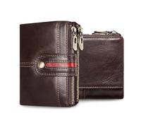 FANDARE Portefeuille Homme Femme en Cuir Véritable Porte-Cartes RFID Bifold avec 7 Fentes, 2 Compartiments Billets & pièce,1 fenêtre Photo pour trajets Voyages Wallet (25-45 Ans) Marron foncé
