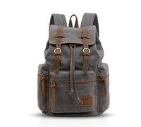 FANDARE Rétro 15.6 Pouces Sac a Dos pour Ordinateur Portable Laptop Plein air Voyage Travail Étudiant Randonnée Sacs d'école Daypack Toile Gris L