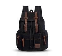 FANDARE Rétro 15.6 Pouces Sac a Dos pour Ordinateur Portable Laptop Plein air Voyage Travail Étudiant Randonnée Sacs d'école Daypack Toile Noir L