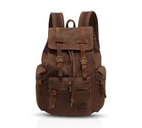 FANDARE Rétro 15.6 Pouces Sac a Dos pour Ordinateur Portable Laptop Plein air Voyage Travail Étudiant Randonnée Sacs d'école Daypack Toile Brown L