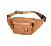 FANDARE Rétro Banane Ceinture de Course Homme Femme Poitrine en Cuir Bandoulière Sacoche d'Epaule pour Voyage Sports Travers Cyclisme Moto Imperméable Sling Bag Brun B