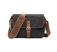 FANDARE Rétro DSLR-Sac Photo Sacs bandoulière Toile Sacoche Sacs à Main Homme Femme Sac Besace Sac d'épaule pour Travail Voyag Ecole Multifonctionnel Sac d'épaule Messager Bag Noir