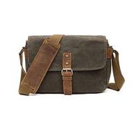 FANDARE Rétro DSLR-Sac Photo Sacs bandoulière Toile Sacoche Sacs à Main Homme Femme Sac Besace Sac d'épaule pour Travail Voyag Ecole Multifonctionnel Sac d'épaule Messager Bag Armée Verte