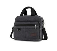 FANDARE Rétro Mallette Sacs pour 12.9 Pouces Ordinateur Portable Sacoches Homme Toile Porte-Documents Cartable Serviette Portefeuille Sac Messenger pour Bureau Voyages Professionnels d'affaires Noir