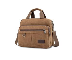 FANDARE Rétro Mallette Sacs pour 12.9 Pouces ordinateur portable Sacoches Homme Toile Porte-documents Cartable Serviette Portefeuille Sac messenger pour bureau voyages professionnels d'affaires Marron