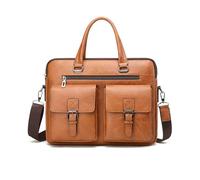 FANDARE Rétro Mallette Sacs pour 14 Pouces ordinateur portable Style Britannique Sacoches Bandoulière Homme PU Cuir Porte-documents Cartable Serviette Portefeuille Sac messenger pour bureau, voyages