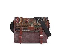 FANDARE Rétro Sac à Bandoulière Hommes/Femmes Business Commuter Crossbody Bag Outdoor Voyage Camping Grande Capacité Sac de Messager Respirant Toile, Marron, L, Sac à Dos Loisir