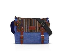 FANDARE Rétro Sac à Bandoulière Hommes/Femmes Business Commuter Crossbody Bag Outdoor Voyage Camping Grande Capacité Sac de Messager Respirant Toile, Bleu, L, Sac à Dos Loisir