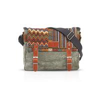 FANDARE Rétro Sac à Bandoulière Hommes/Femmes Business Commuter Crossbody Bag Outdoor Voyage Camping Grande Capacité Sac de Messager Respirant Toile Vert L