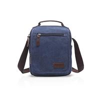 FANDARE Rétro Sac à bandoulière Toile Sac d'épaule Sac de Messager Sacoche Hommes Femmes pour Travail et Scolaire Voyage Sac Messager Sacs Portés épaule pour 9.7 Pouces Tablette Bleu Foncé