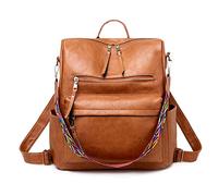 FANDARE Rétro Sac à Dos de Voyage Femme 3 en 1 Sac à bandoulière/à Main/Commuer d'école Scolaires Filles Daypacks Adolescent, Campus Achats Imperméable PU Marron