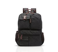 FANDARE Retro Sac à Dos Homme Business Laptop Bag Étudiant Multi-Poches Rucksack Outdoor Voyage Daypack Respirant Toile Noir