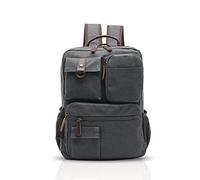 FANDARE Retro Sac à Dos Homme Business Laptop Bag Étudiant Multi-Poches Rucksack Outdoor Voyage Daypack Respirant Toile, Gris, L, Sac à Dos Loisir