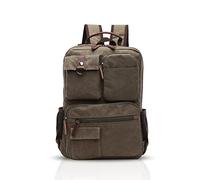 FANDARE Retro Sac à Dos Homme Business Laptop Bag Étudiant Multi-Poches Rucksack Outdoor Voyage Daypack Respirant Toile Vert