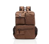 FANDARE Retro Sac à Dos Homme Business Laptop Bag Étudiant Multi-Poches Rucksack Outdoor Voyage Daypack Respirant Toile Brown