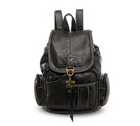 FANDARE Retro Sac À Dos Sacs Scolaires Cartables Adolescent Sac d'école Loisir Garçons Filles Sacs de Voyage Daypacks Hommes Femmes pour Outdoor Voyage Campus Randonnée Décontracté Imperméable PU Noir
