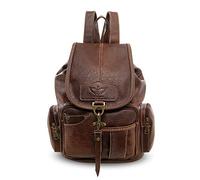 FANDARE Retro Sac À Dos Sacs Scolaires Cartables Adolescent Sac d'école Loisir Garçons Filles Sacs de Voyage Hommes Femmes pour Outdoor Voyage Campus Randonnée Décontracté Imperméable PU Marron foncé