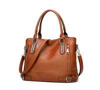 FANDARE Rétro Sac a Main Sacoche Femme Sacs Portés Epaule Cuir PU Étanche pour Achats Fête École Voyage Messenger Bags Brun