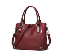 FANDARE Rétro Sac a Main Sacoche Femme Sacs Portés Epaule Cuir PU Étanche pour Achats Fête École Voyage Messenger Bags Vin Rouge