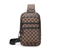 FANDARE Rétro Sac à Poitrine Sac en bandoulière Homme Sac croisé Cuir imperméable Sac porté épaule Voyage Sac Messager Outdoor Sac à Main Garçon Sac à Une Sangle Urbain Sac bandoulière Carré Marron