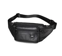 FANDARE Rétro Sac Banane Sac à la Taille Ceinture de Course Homme Femme Sac Poitrine Cuir Sac Bandoulière Sacoche Sac d'Epaule pour Voyage Sports Travers Cyclisme Moto Imperméable Sling Bag Noir B