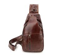 FANDARE Rétro Sac de Poitrine Cuir Sacoche Sling Bag Homme Femme Sac a Bandouliere Sac d'Epaule pour Voyage Sport Randonnée Vélo Camping Excursion Sac Poitrine, Marron, L, Marron, L, sac