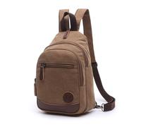 FANDARE Rétro Sac de Poitrine Homme Sac À Dos Femme Sling Bag Toile Sac d'Epaule Sacoche Sac Bandoulière pour Affaires Université École Cyclisme Camping Voyage Casual Daypacks Marron
