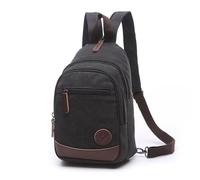 FANDARE Rétro Sac de Poitrine Homme Sac À Dos Femme Sling Bag Toile Sac d'Epaule Sacoche Sac Bandoulière pour Affaires Université École Cyclisme Camping Voyage Casual Daypacks Noir
