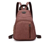 FANDARE Rétro Sac de Poitrine Petit À Dos Bandoulière Sling Bag d'Epaule d'École Pour Homme Femme Commuer Université Voyage Daypacks Durable Polyester Marron