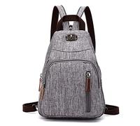 FANDARE Rétro Sac de Poitrine Petit À Dos Bandoulière Sling Bag d'Epaule d'École Pour Homme Femme Commuer Université Voyage Daypacks Durable Polyester Gris