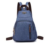 FANDARE Rétro Sac de Poitrine Petit Sac À Dos Bandoulière Sling Bag Sac Bandoulière Sac d'Epaule Sac d'école Sacoche pour Homme Femme Commuer Université École Voyage Daypacks Durable Polyester Bleu