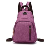 FANDARE Rétro Sac de Poitrine Petit Sac À Dos Bandoulière Sling Bag Sac Bandoulière Sac d'Epaule Sac d'école Sacoche pour Homme Femme Commuer Université École Voyage Daypacks Durable Polyester Mauve