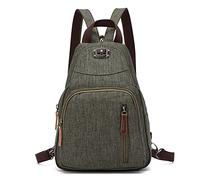 FANDARE Rétro Sac de Poitrine Petit Sac À Dos Bandoulière Sling Bag Sac Bandoulière Sac d'Epaule Sac d'école Sacoche pour Homme Femme Commuer Université École Voyage Daypacks Durable Polyester Verte