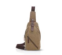 FANDARE Rétro Sac de Poitrine Toile Sac d'Epaule Anti-vol Sacoche Homme Femme Sac Bandoulière Grande Sling Crossbody Bag pour Cyclisme Camping Équitation Voyage