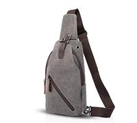 FANDARE Rétro Sac de Poitrine Toile Sac d'Epaule Unisexe Sacoche Homme Femme Sac Bandoulière Grande Sling Crossbody Bag Sac de Sport Cyclisme Camping Équitation Voyage L