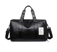 FANDARE Rétro Sac de Voyage pour Femme Homme Sac de Bagage à Main PU Cuir Sac a Main Sacs bandoulière Weekend Sac de Sport de Gym avec Compartiment à Chaussures Sac Week-End Sac d'Hôpital Noir