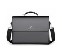 FANDARE Rétro Sac messenger pour homme Grande capacité multi-poches en cuir PU pour ordinateur portable, sac bandoulière pour bureau voyages travail pour les professionnels d'affaires Noir