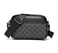 FANDARE Rétro Sacoche Homme PVC Cuir Horizontal Femme Sac a Bandouliere Pochette Sac Porté Epaule Business Sacs à Main Voyage Petit Sac Bandoulière pour Collège Travail Affaires Messenger Bag Noir