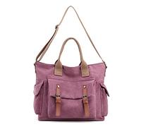 FANDARE Rétro Sacoche Toile Sac a Main Femme Sacs Cabas Portés Epaule Sac D'épaule pour 10.5 Pouces Tablette Achats Fête École Voyage Crossbody Bag Violet