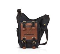 FANDARE Rétro Sacs à Dos Porté Travers Sac Bandoulière Cycling Sling Bag Chest Bag Sports de Plein Air Ecole Camping Sac de Sport Trekking Déséquilibrer Porter des Hommes Femmes Toile Noir
