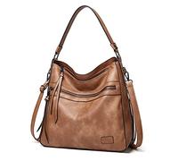 FANDARE Rétro Sacs à Main Portés Sacs Cabas D'épaule Femme Sacoche Bandoulieres Portés Epaule Cuir PU Imperméable pour Ordinateur 12.9 Pouces Achats Fête École Voyage Crossbody Kaki