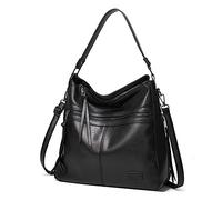 FANDARE Rétro Sacs à Main Portés Sacs Cabas D'épaule Femme Sacoche Bandoulieres Portés Epaule Cuir PU Imperméable pour Ordinateur 12.9 Pouces Achats Fête École Voyage Crossbody Noir