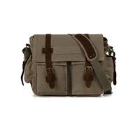 FANDARE Rétro Sacs bandoulière Sac d'épaule Messenger Bag pour 14 Pouces Laptop Commuer Mallette Hommes Femmes Sac de Sport Travail Ecole Cartable Toile Crossbody Bag Vert Armée, Taille 36x12x28CM