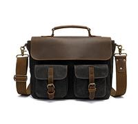 FANDARE Rétro Sacs bandoulière Sac d'épaule Toile Cuir Sac à Main Sacoche Sac de Messager pour Homme Affaire Travail Voyager Université Ecole Multifonctionnel Mallette Noir
