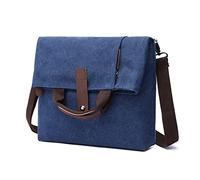 FANDARE Rétro Sacs bandoulière Toile Sac à Main Sac d'épaule Sacoche Sac de Messager pour Homme Femme Affaire Travail Voyager Université Ecole Multifonctionnel Mallette Bleu foncé